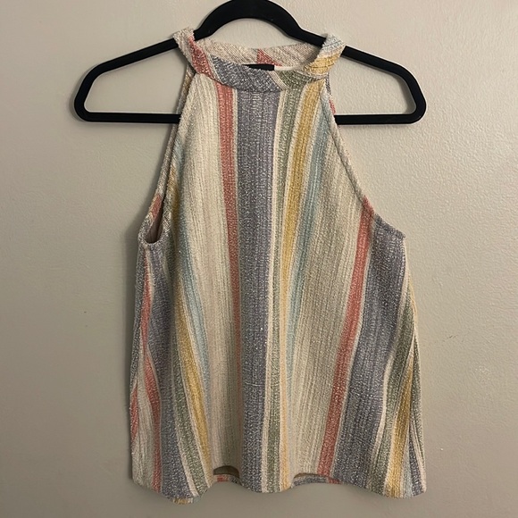 W5 textured stripe tank top boho medium pastel - Picture 1 of 7